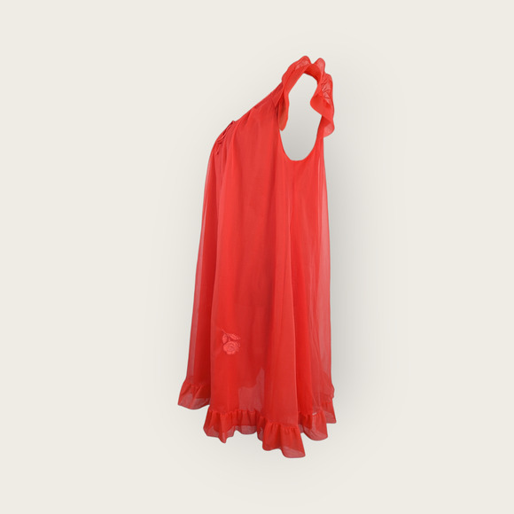 60's Neon Lipstick Red Nightie ~ Size small ~ Artemis Goddard - Picture 4 of 8